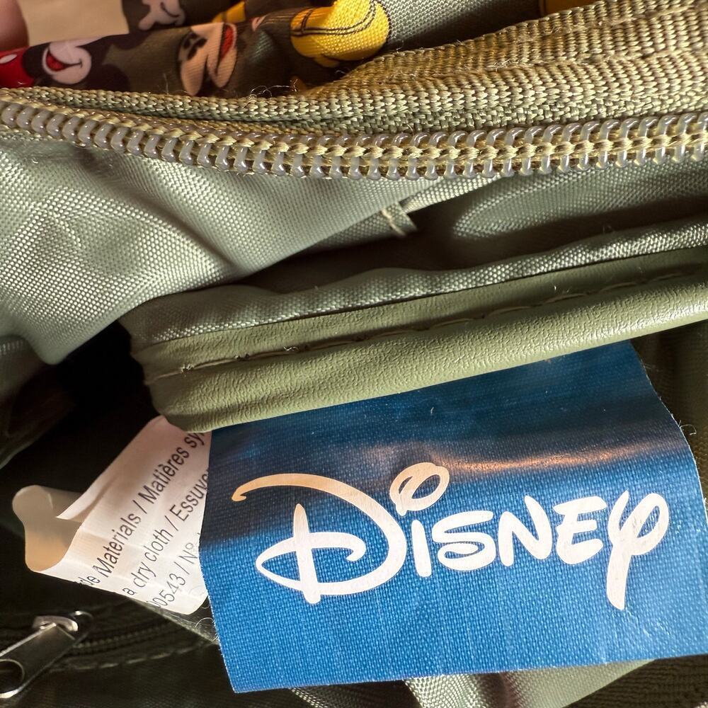 Disney Mickey Mouse Olive Green Nylon Shoulder Bag Purse - Picture 5 of 7